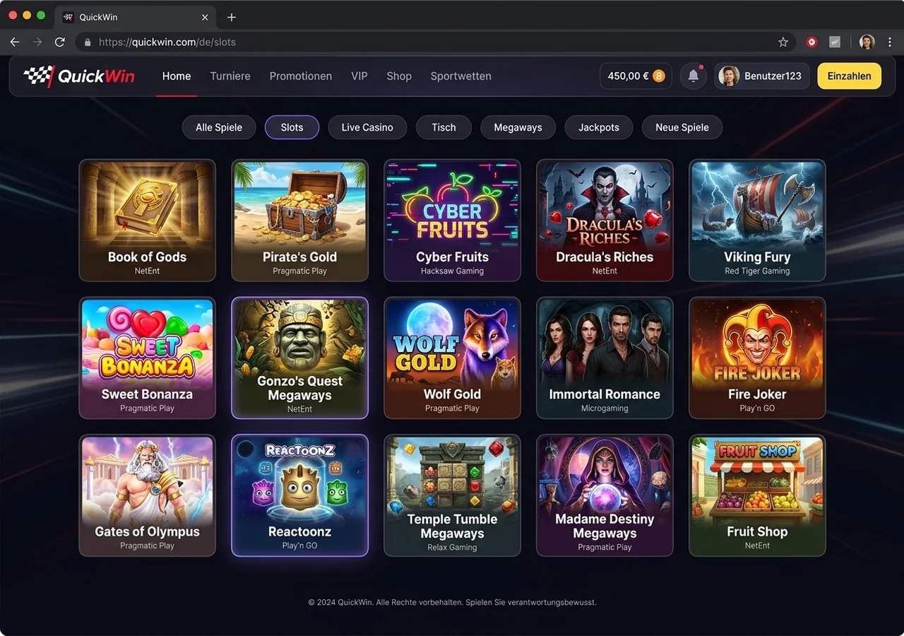 Spielangebot bei QuickWin – QuickWin